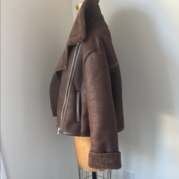 Brown Shearling Women's Jacket - Picture 5 of 8